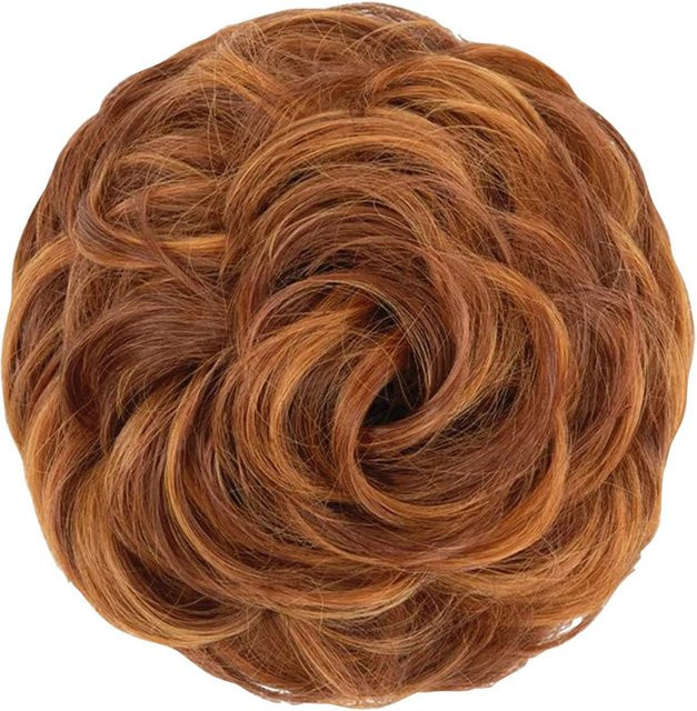 Unordentliche Dutt Haarverlängerungen, Gewellte Haargummis, Rot, One Size - Bild 1