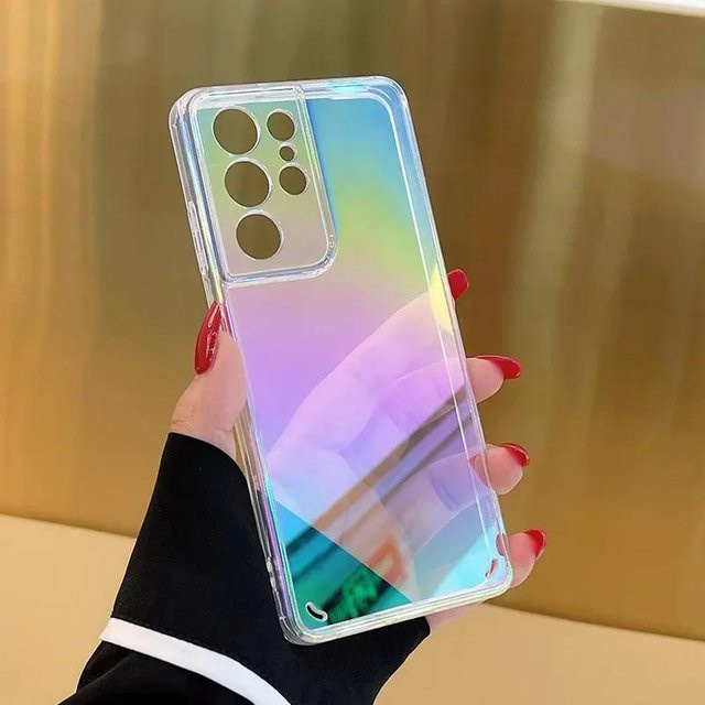 Stoßfeste TPU Handyhülle mit Laser Farbverlauf für Samsung Galaxy S25 S24 S23 S22 S21 S20 Note 20 Ultra Plus S24FE S23FE in Beige - Bild 1