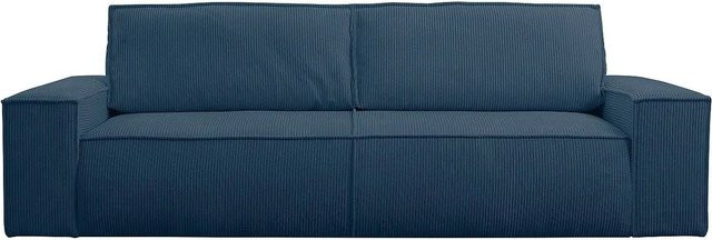 Schlafsofa Amelia Vente-unique in Blau mit Cord-Bezug und Armlehnen, Breite: 257 cm - Bild 1