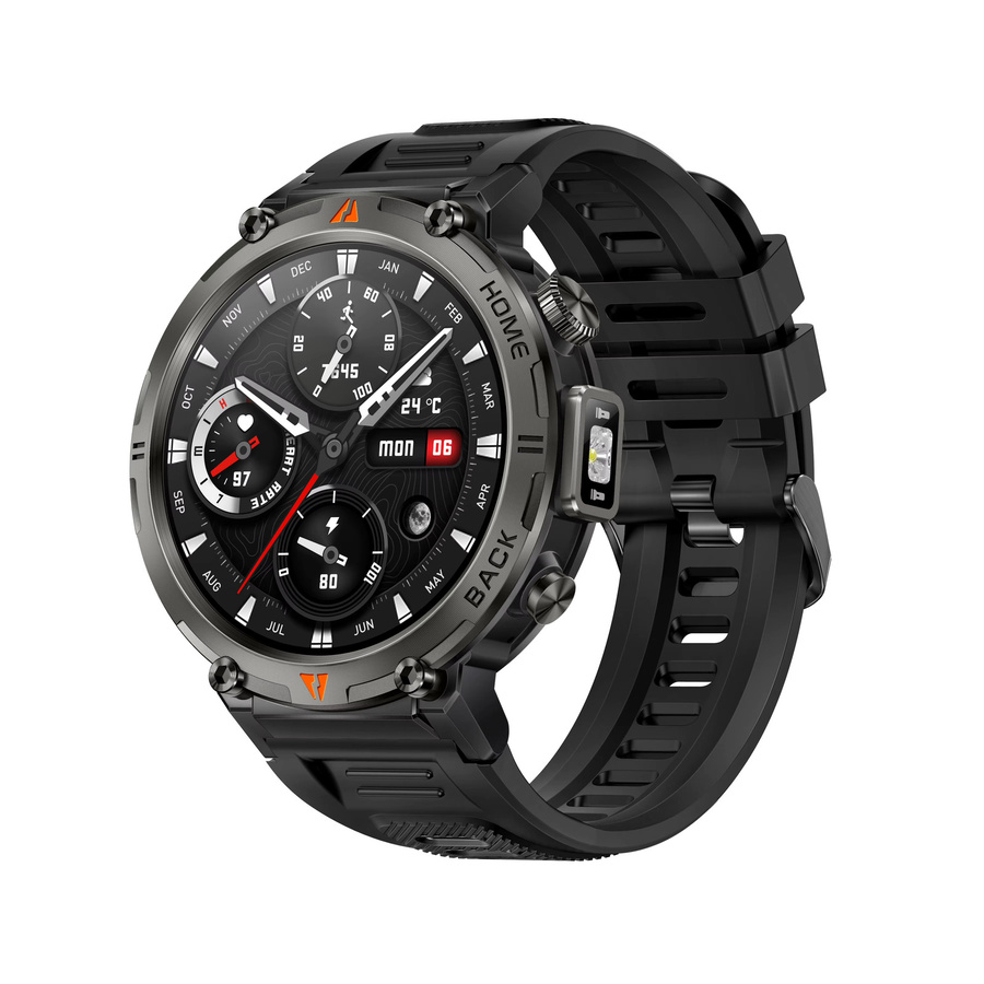 EIGIIS Smartwatch, Schwarz, Herren, Bluetooth, Kunststoff, Silikon - Bild 1