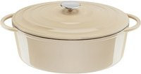 Ovaler Bräter aus emailliertem Gusseisen von Tefal in Beige, Durchmesser: 34 cm - Bild 1