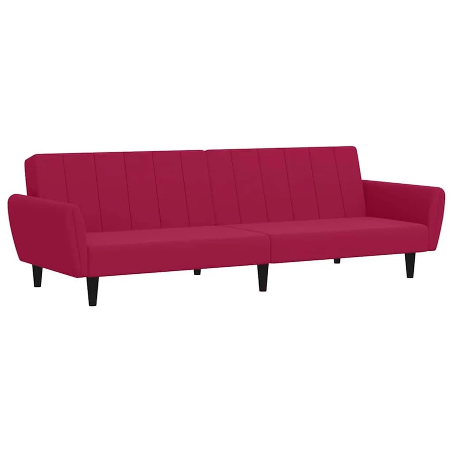 vidaXL Schlafsofa 2-Sitzer Click-Clack aus Samt in Weinrot mit Massivholzrahmen - Bild 2
