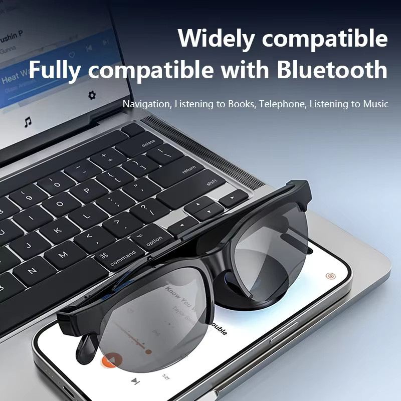 Lenovo KI-Smart-Brille mit Bluetooth für Übersetzung, Aufnahme und Musik in Schwarz - Bild 2