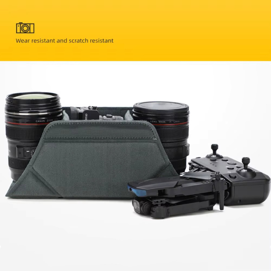 Stoßfeste und feuchtigkeitsbeständige Innentasche für Kameraobjektive und DSLR in Grau - Bild 2