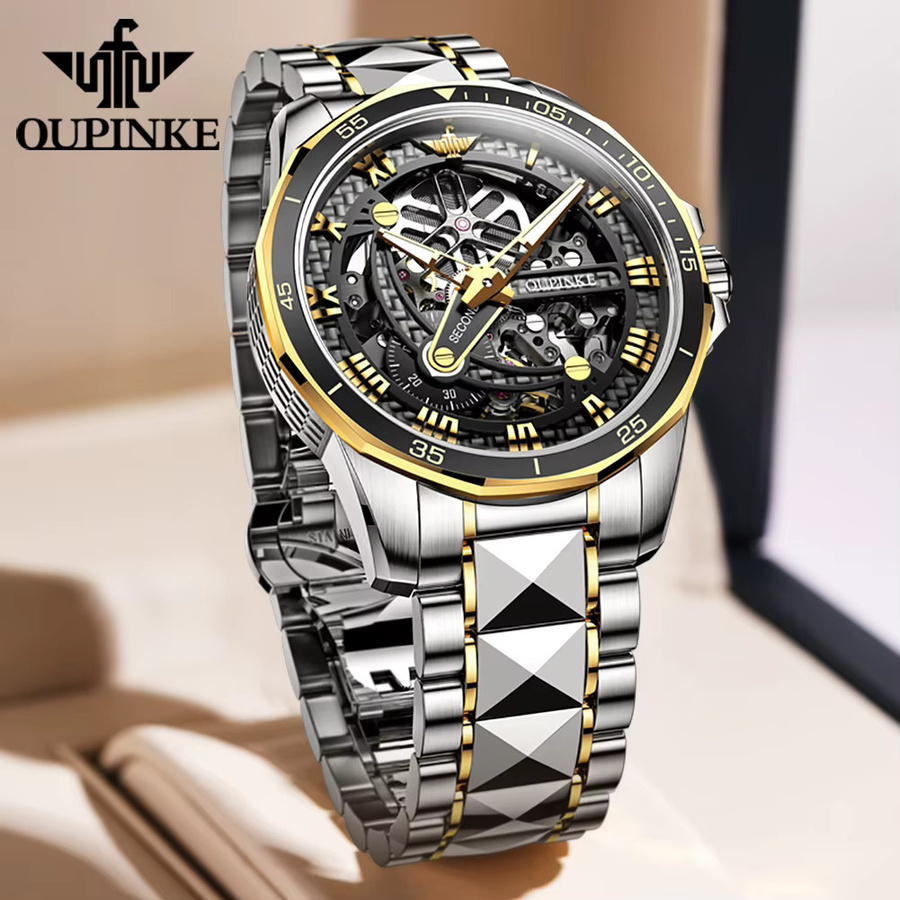 OUPINKE Armbanduhr, Automatik, Edelstahl, Wolfram, Saphirglas, Herren - Bild 2