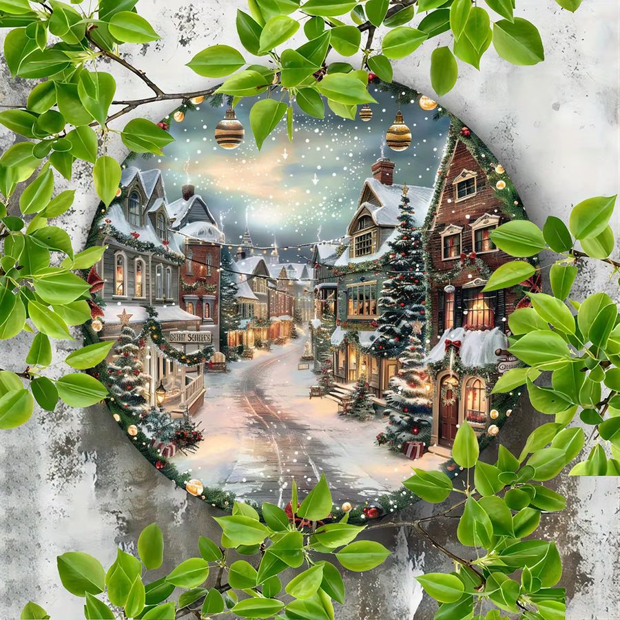 Potdemiel Magical Snowy Night Vintage Aluminiumschild Weihnachts-Wanddekoration B/H: 20,3 x 20,3 cm - Bild 3