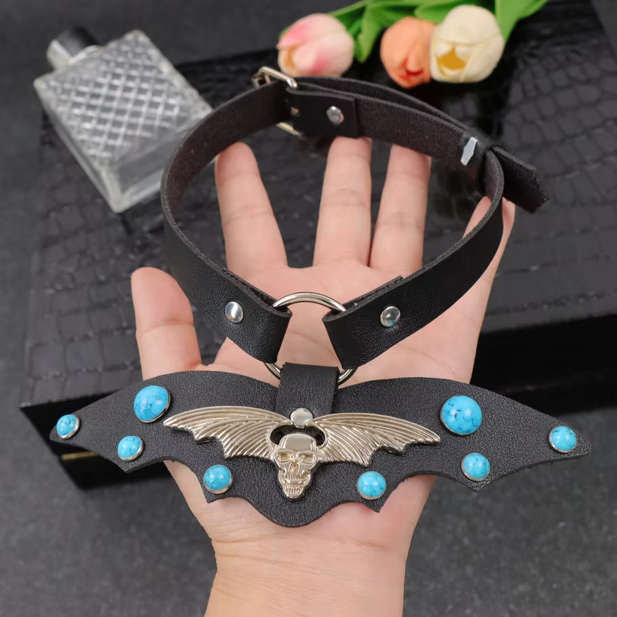 UYEE Halskette, PU Leder, Gothic, Schwarz, Damen - Bild 3