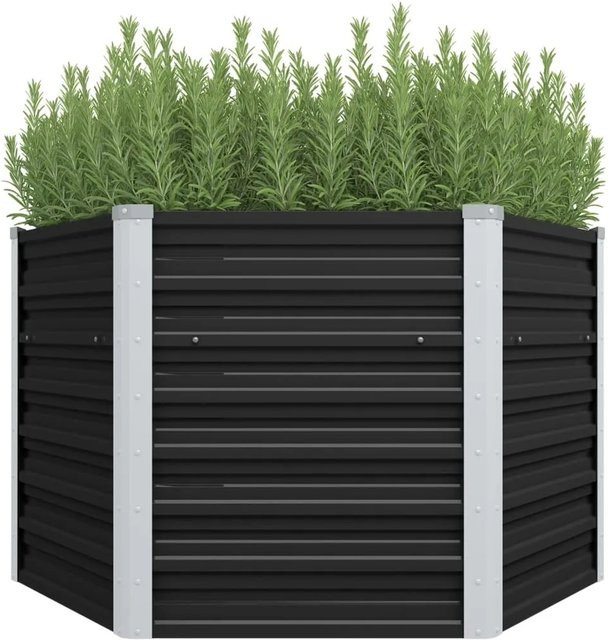 furnicato Garten-Hochbeet aus verzinktem Stahl in Anthrazit matt B/T/H: 129 x 129 x 77 cm - Bild 1