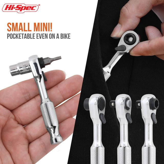 Hi-Spec Mini-Ratschen-Steckschlüssel-Set mit 72T Doppelkopfgriff in Silber - Bild 1