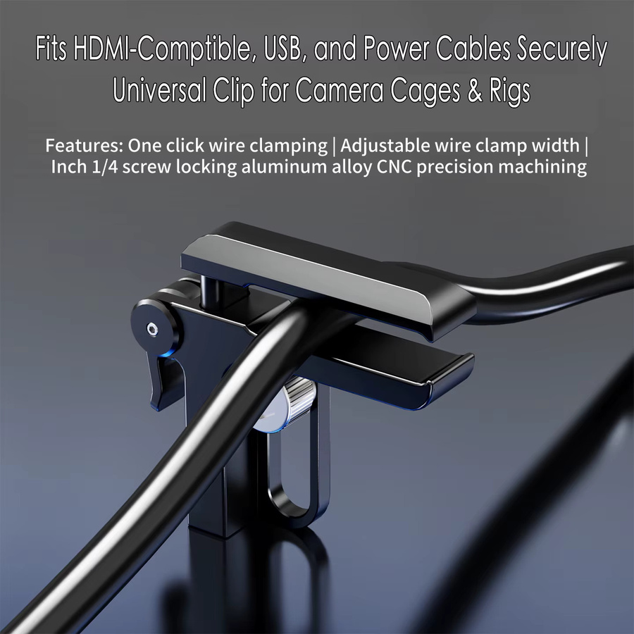 FEICHAO HDMI Kabelklemme mit 1/4 Zoll Clip Lock für Sony Canon DSLR Kameras und Videorigs in Schwarz - Bild 2