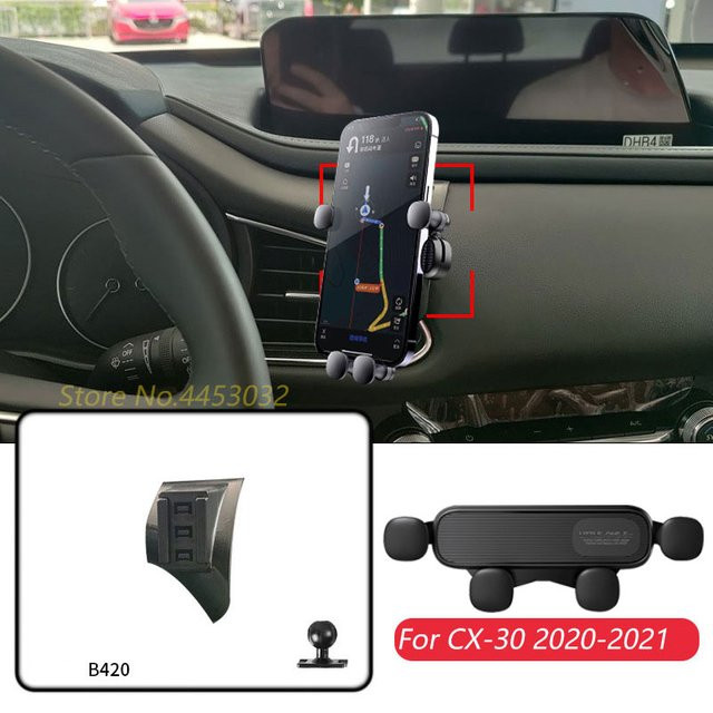 Handyhalterung für Mazda CX-30 (2020-2021) zur Lüftung mit Schwerkraft-Mechanismus und verstellbarer GPS-Navigation in Schwarz - Bild 1