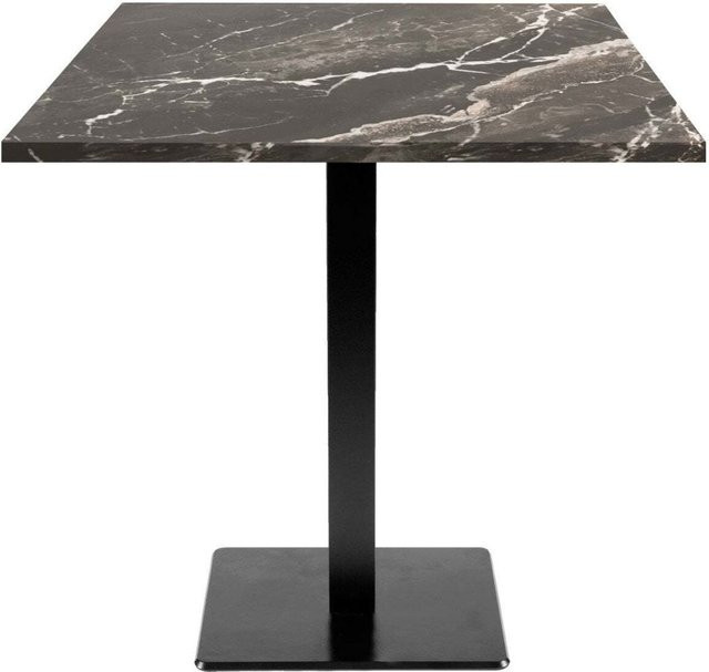 RestooTab Tisch Milan quadratisch in Schwarz mit Stein- und Holzdekor, B/T/H: 70 x 70 x 75 cm - Bild 1