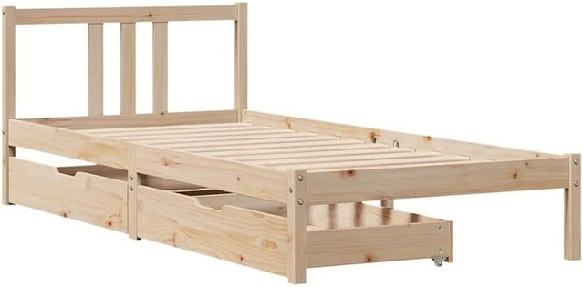 vidaXL Massivholzbett aus Kiefer in Braun, rustikales Bett ohne Matratze, B/T/H: 90 x 190 cm - Bild 1