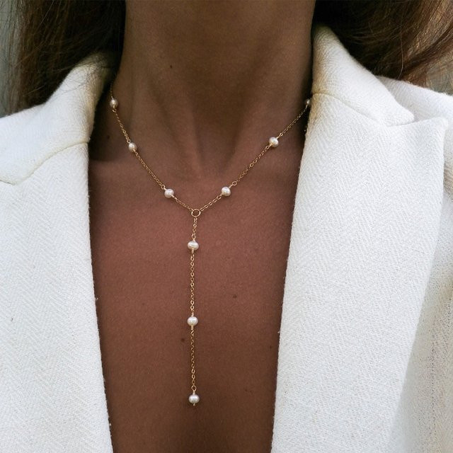Erpels Halskette, Süßwasserperlen, Edelstahl, Damen, Gold - Bild 1