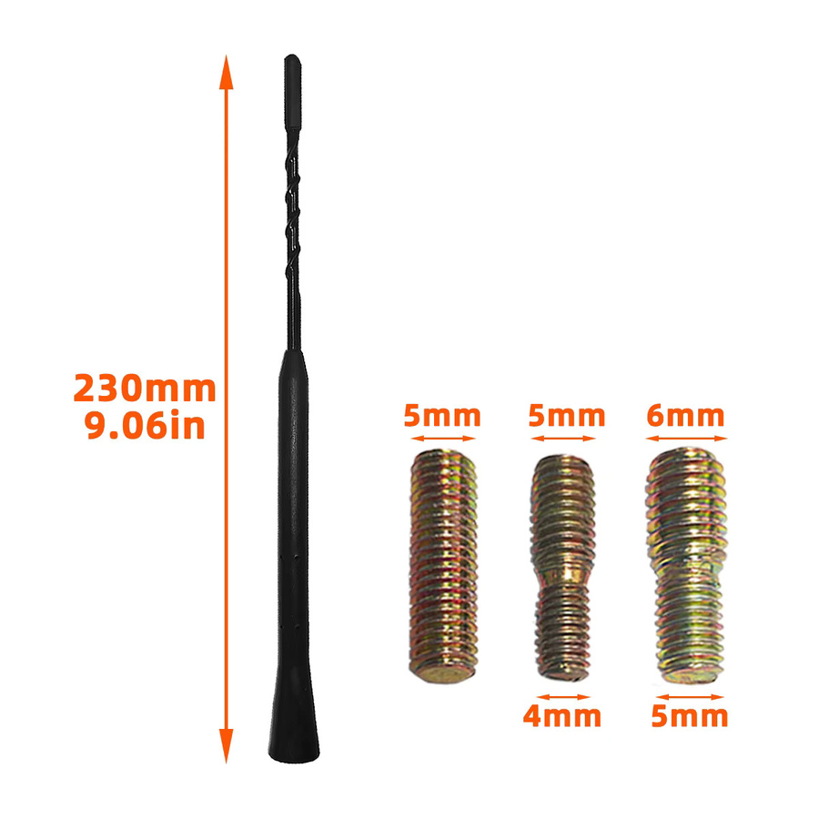 YONGRUN Mast-Peitschenantenne für das Autodach zur Verbesserung des Stereosignals in Schwarz mit drei Schraubentypen - Bild 5