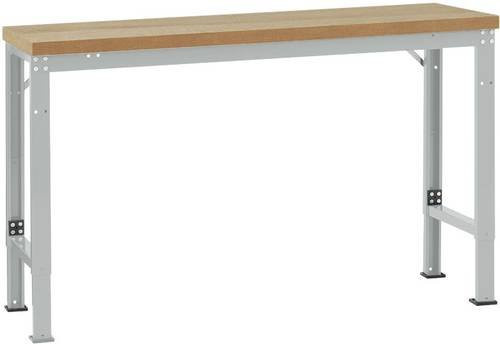Manuflex WP6072.7035 Werkbank Grundmodul aus Stahl und Holz, höhenverstellbar, Lichtgrau, B/T/H: 200 x 70 x 100 cm - Bild 1
