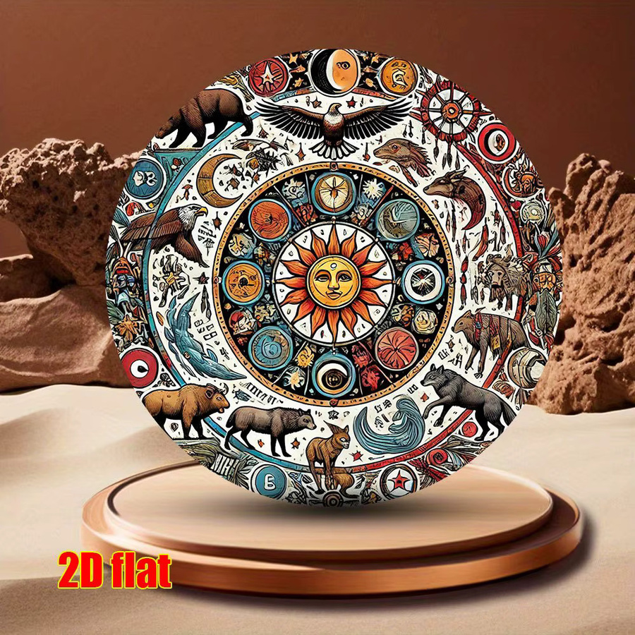 Potdemiel Medizin Wheel Totem Guide Retro-Metallbild aus Aluminium, kreisförmig, Mehrfarbig, Durchmesser: 20,3 cm - Bild 4