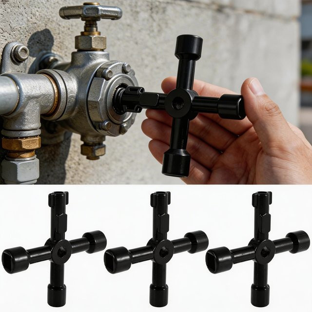 Toorise Universal 4-Wege-Kreuzschalterschlüssel in Schwarz für Reparaturen an Aufzügen und elektrischen Schränken - Bild 1