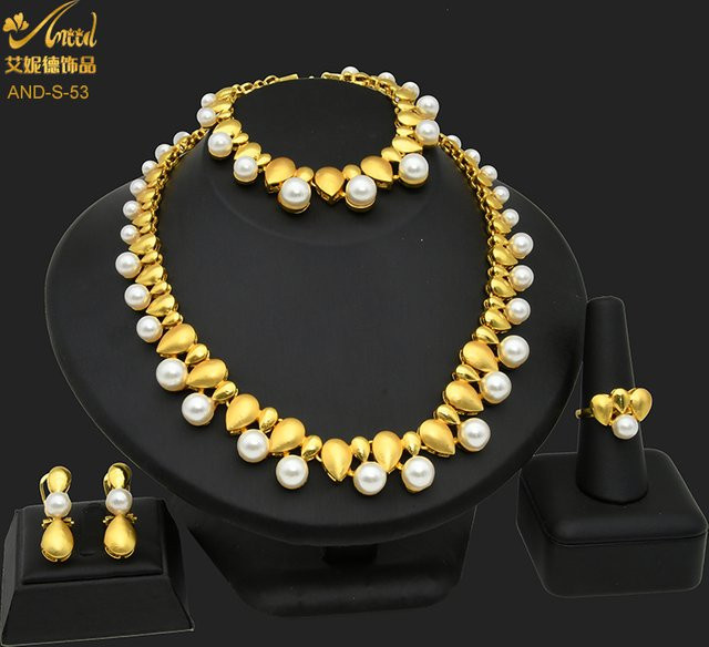ANIID Schmuck-Set Halskette und Ohrringe, Perle, Gold, Damen - Bild 1
