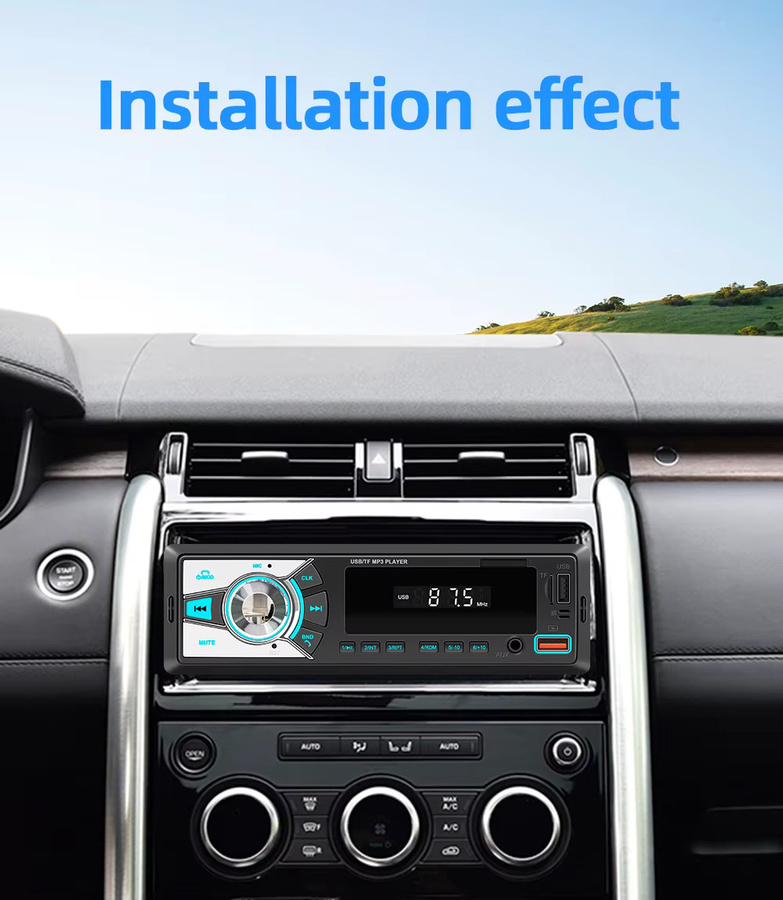 BQCC Universal 1DIN Auto Radio MP3 Player mit Bluetooth, FM, AUX, USB und TF-Kartenslot in Schwarz mit 7 Farben LED-Beleuchtung - Bild 4
