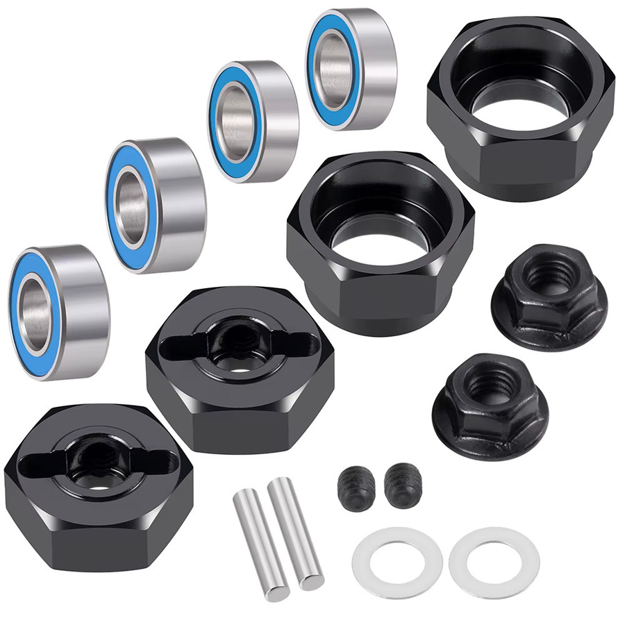 TRINOOD Alu 12mm Sechskant-Radnabenadapter mit Lagern, 4-teiliges Set, 1:10 - Bild 2
