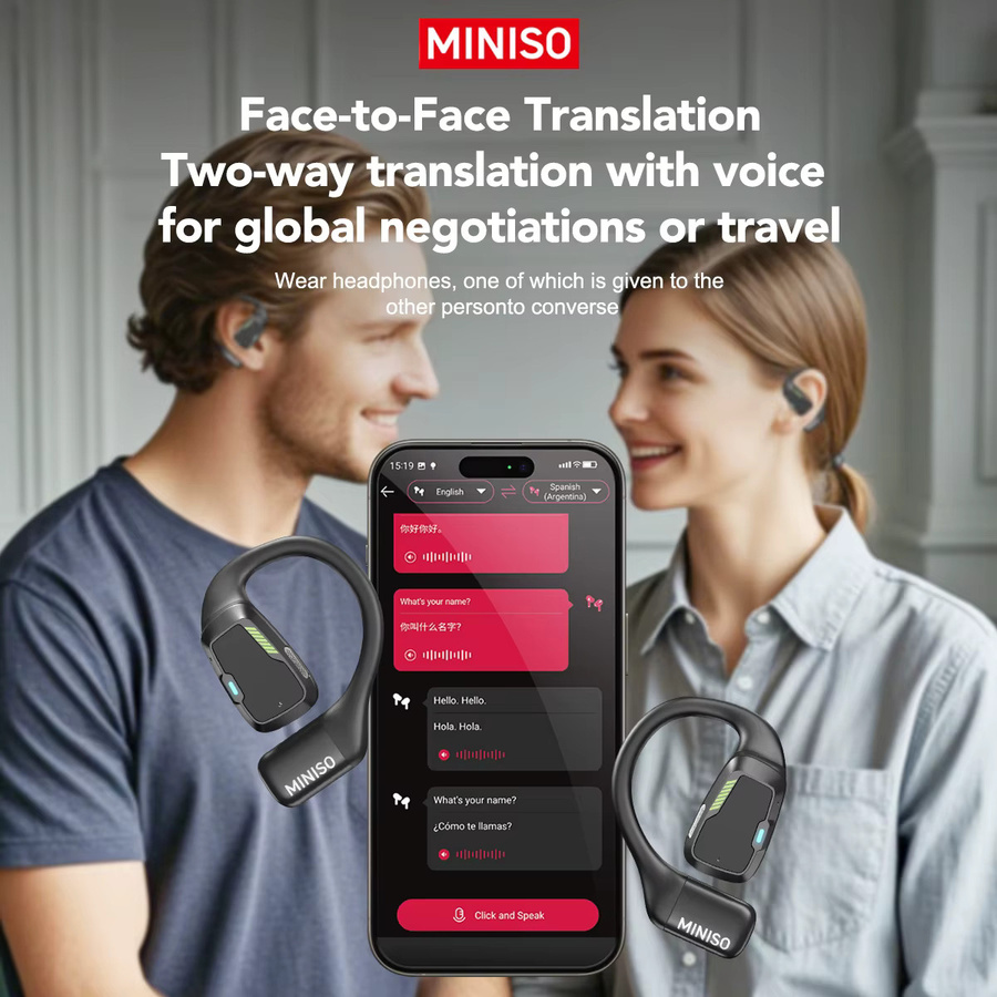 MINISO M98 AI Übersetzer-Kopfhörer, kabellose In-Ear Bluetooth Headsets für Büro und Chat, Schwarz - Bild 6