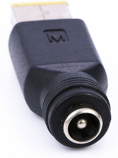 Lenovo DC Ladegerät Adapter Stecker Konverter Schwarz, runde Buchse 5,5 x 2,1/2,5 mm zu quadratischem Ende für Thinkpad Yoga 11s und weitere Modelle - Bild 1