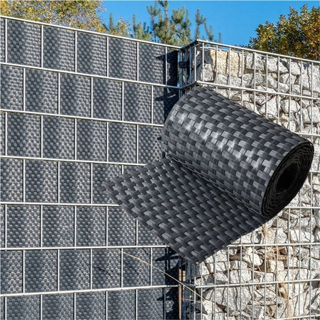 NYVI Privafence Polyrattan Sichtschutzstreifen für Doppelstabmattenzaun, Anthrazit, 255 x 19 cm