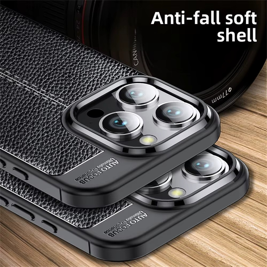Premium Leder Schutzhülle für iPhone 17 Pro Max, 16 Plus, 15, 14, 13 in Schwarz mit stoßfester Textur - Bild 2