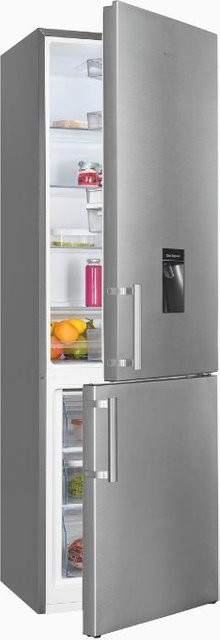 Exquisit Kühl-Gefrierkombination KGC5265-70-H-WS-010E in Silver, freistehend mit Inoxlook, reversible Tür und LED-Innenbeleuchtung, B/T/H: 55,0 x 55,8 x 197,0 cm - Bild 1