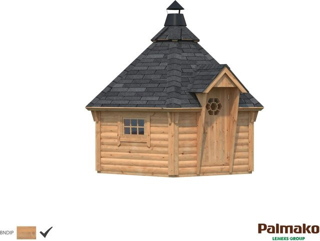 Palmako Grillkota Eva aus Fichtenholz in Braun mit Zeltdach B/T: 376 x 372 cm - Bild 1