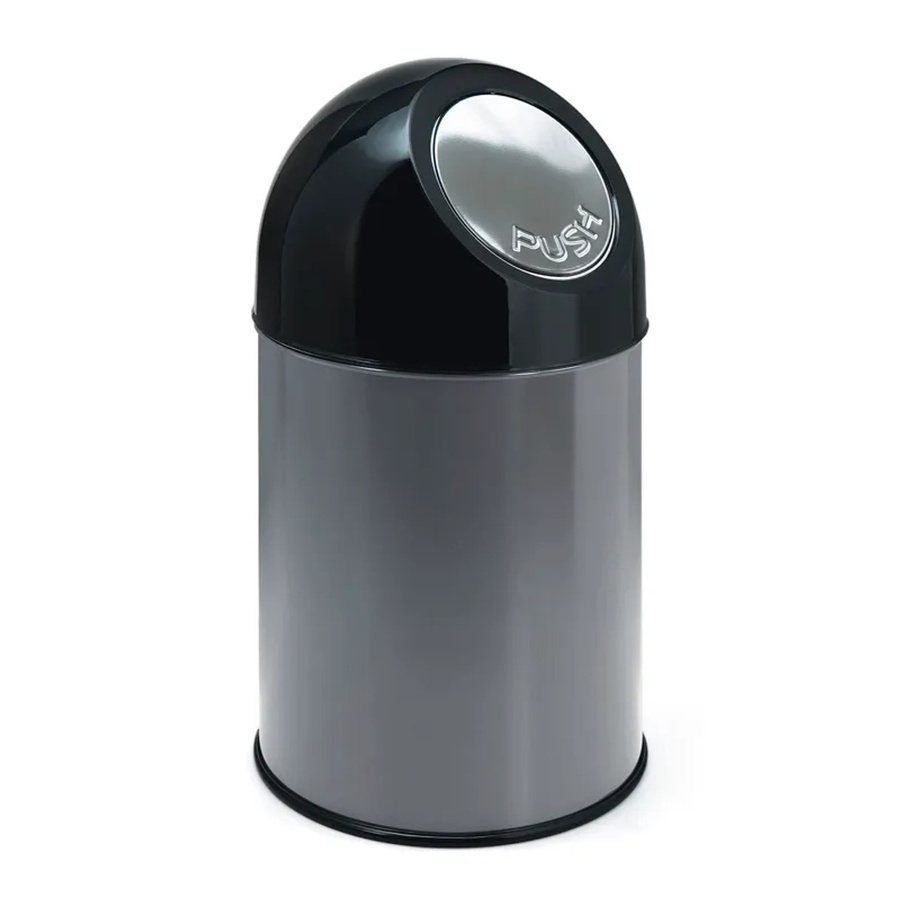 PROREGAL Klassischer Abfallbehälter mit Pushdeckel und Inneneimer, 30 Liter, Metall, Grau, H x B x T: 56 x 31 x 31 cm - Bild 2