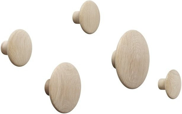 Muuto Dots Set Distributed Point Hooks aus lackiertem Holz in Eiche oder Esche in Braun oder Beige - Bild 1