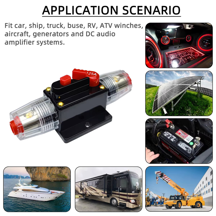 Manueller Reset Sicherungshalter Wasserdichter Leistungsschalter für 12V-48V DC Car Audio und Marine in Schwarz - Bild 5