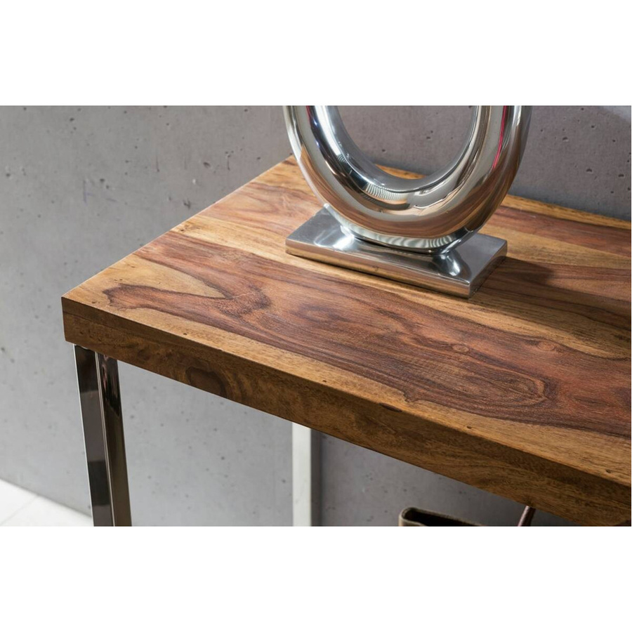 Wohnling Konsolentisch aus Sheesham Massivholz in Braun mit Chrom-Elementen B/T/H: 120 x 45 x 77 cm - Bild 3