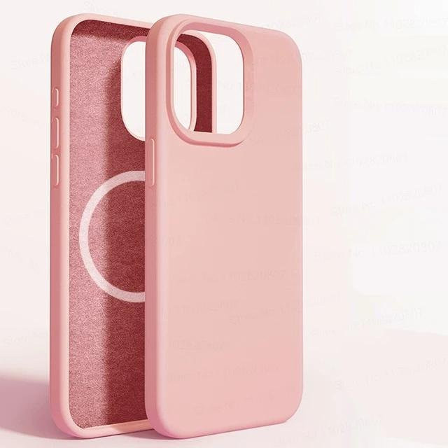 MagSafe Magnetische Flüssigsilikon Hülle für Apple iPhone 11 bis 15 Pro Max Plus in Pink - Bild 1