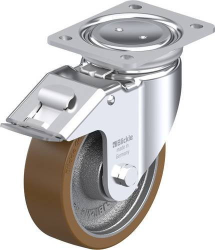 Blickle Lenkrolle LU-GB 160K-FI mit Feststeller, silber, Rad-Durchmesser: 16 cm, Tragfähigkeit: 800 kg - Bild 1