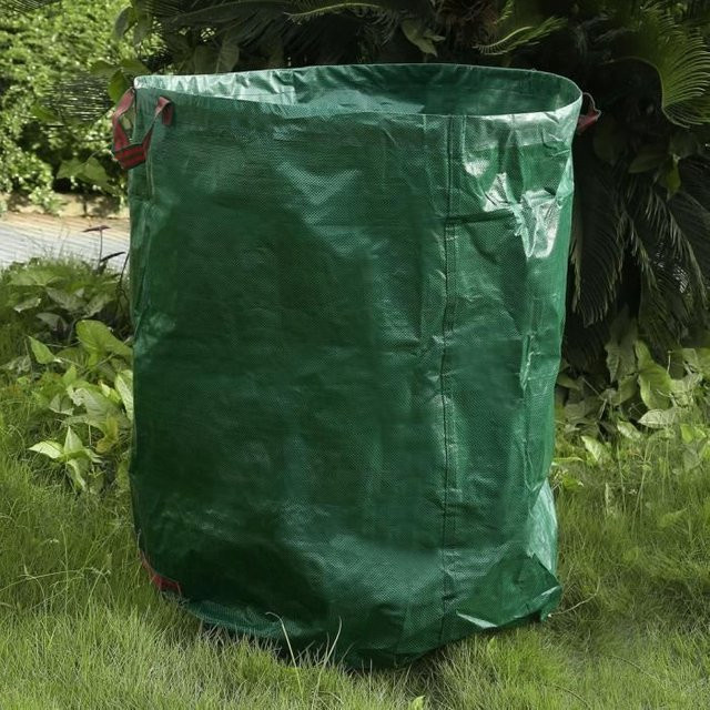 LESHP Laubmüllsack 272L wasserbeständig mit verstärkten Reißverschlüssen in Schwarz und Grün - Bild 1