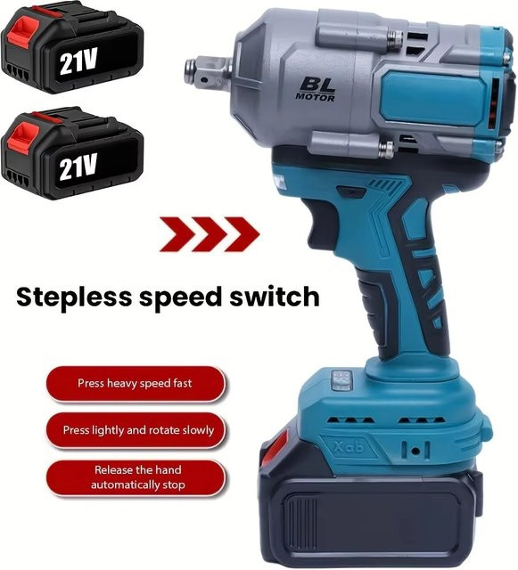 Makita LXT Akku-Schlagschrauber mit 1/2 Zoll Antrieb, bürstenloser Elektroschrauber mit variabler Drehzahl, Blau - Bild 1
