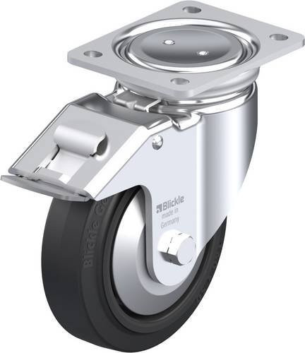 Blickle Lenkrolle LUH-POEV 160R-FI-FA mit Feststeller in Schwarz und Silber, Rad-Durchmesser: 16 cm, Tragfähigkeit: 400 kg - Bild 1