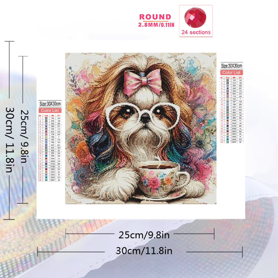 EverShine 5D DIY Diamantmalerei Hund Tiermotiv mit bunten Strass-Mosaik-Steinen zur Heimdekoration, B/H: 20 x 20 cm - Bild 2