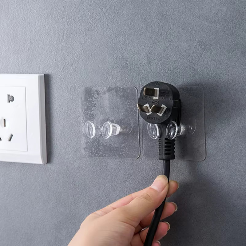 Transparente Wandhaken aus PVC für Steckdosen und Kabel zur ordentlichen Aufbewahrung in Küche und Bad - Bild 2