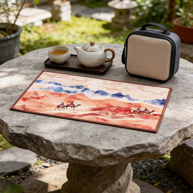 Lrosey Chinesisches Zen-Stil Teetuch mit antiken Motiven, mehrfarbig, hochsaugfähig - Bild 1