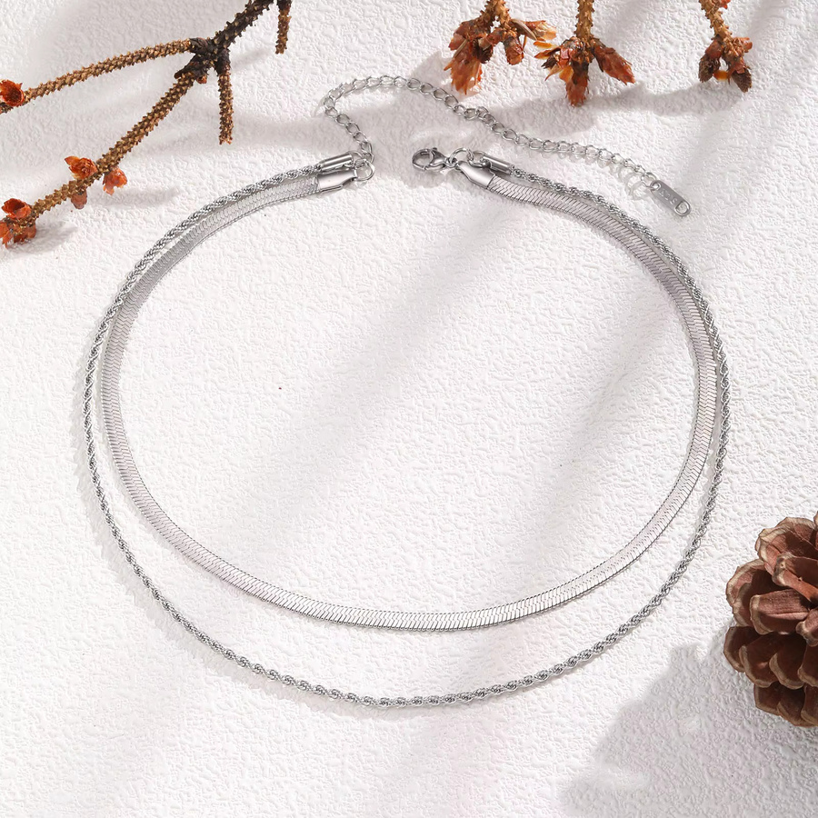 Myfresty Halskette, mehrschichtig, Blade-Twist, Edelstahl, Damen - Bild 2
