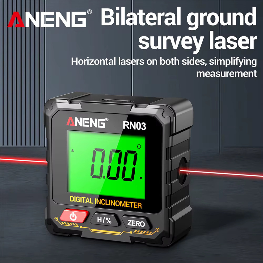 ANENG RN02/RN03 Laser-Digital-Neigungsmesser, magnetisches 4-seitiges Winkelmessgerät mit 360 Grad Rotationsmessung, Schwarz - Bild 3