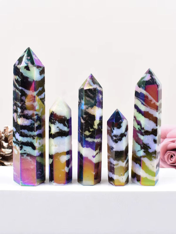 RYCRYSTAL Aura Zebra-Stein Obelisk Sechseckiger Kristallturm mehrfarbig - Bild 7