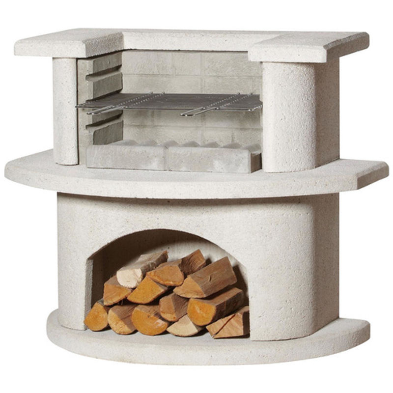 Buschbeck Grillbar Venedig Holzkohlegrill aus Stahl in Weiß mit Grillrost und Holzscheiteablage, Breite: 110 cm - Bild 3