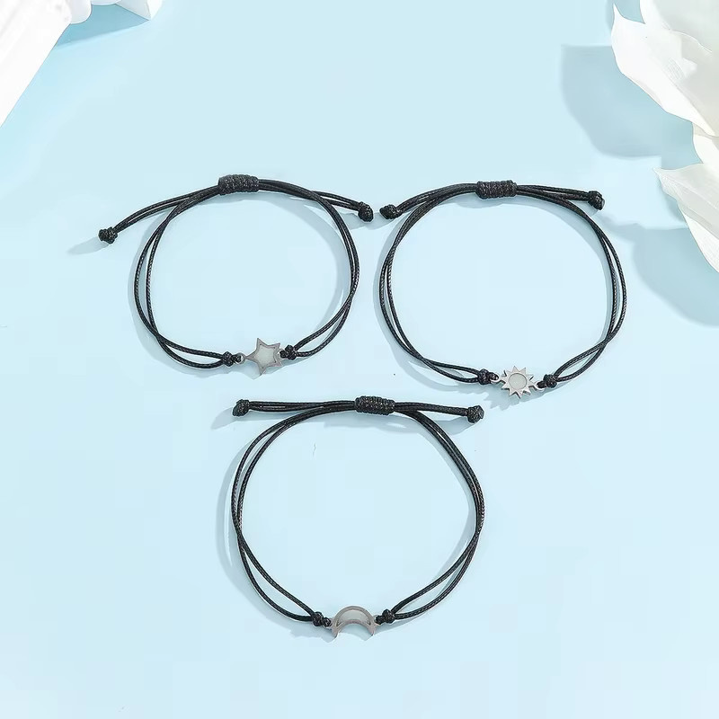 XIGUO Armband, Edelstahl, Sonne Mond Stern, 3-teilig - Bild 2