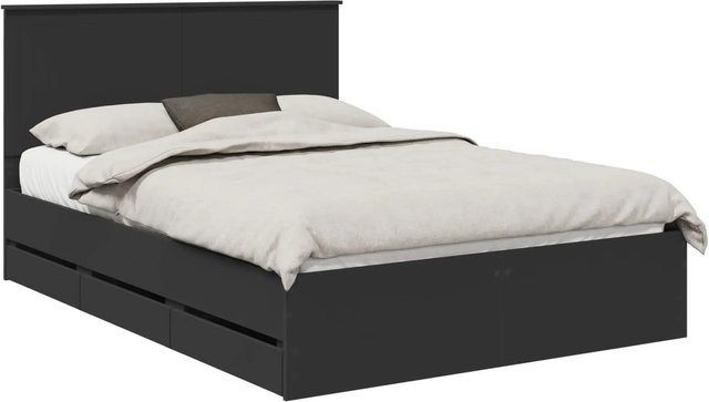 vidaXL Bettrahmen mit Schubladen aus Holzwerkstoff in Schwarz, B/T/H: 140 x 190 x 143 cm - Bild 1