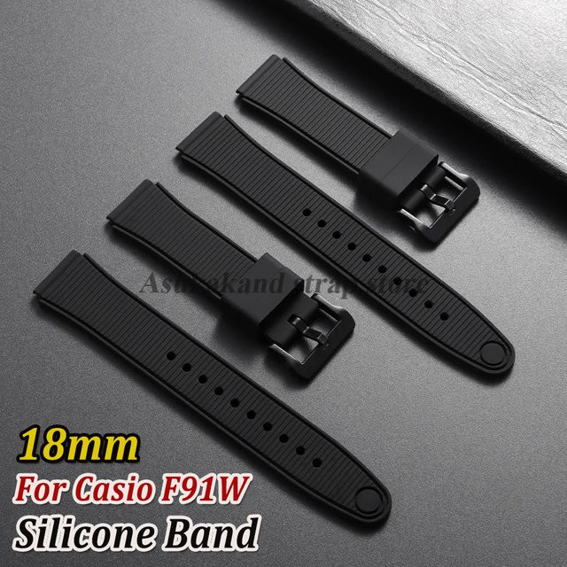 asukaband Uhrenarmband Silikon, Schwarz, 18 mm, Herren - Bild 1
